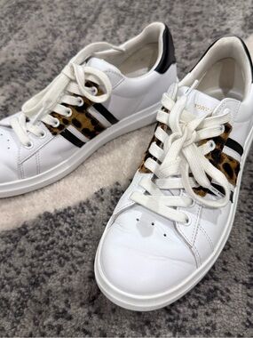 Tory Burch Howell T-Saddle Court Sneakers Leopard Haircalf 7